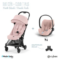 Duo Poussette Coya + Siège Cloud T CYBEX Matt Black/Peach Pink
