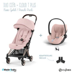 Duo Poussette Coya + Siège Cloud T CYBEX Rosegold/Peach Pink