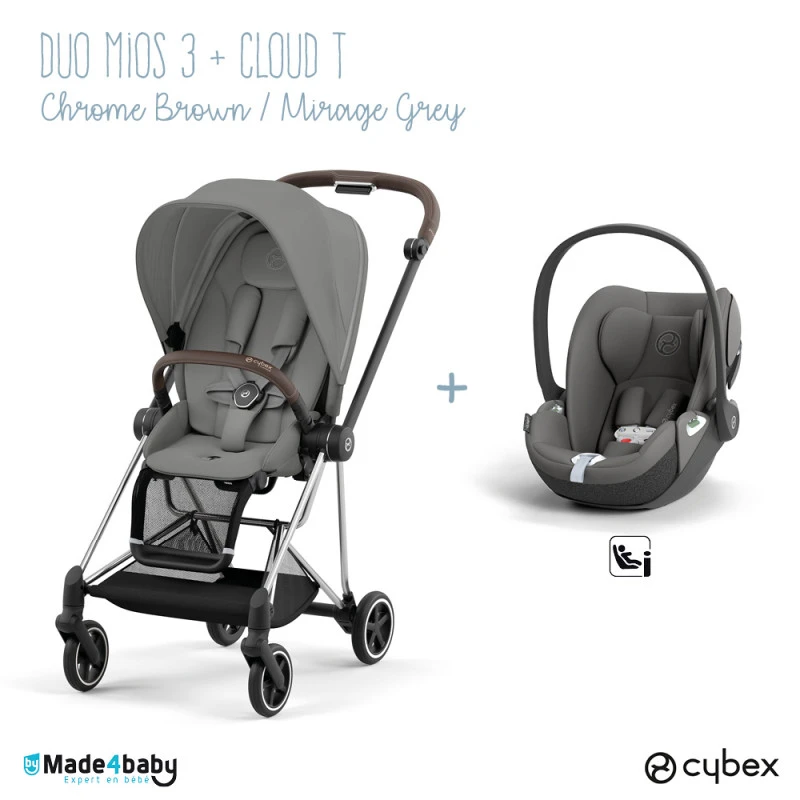 Duo Poussette Mios 3 + Cloud T CYBEX Chrome Brown/Mirage Grey 3 Duo Poussette Mios 3 + Cloud T CYBEX Chrome Brown/Mirage Grey