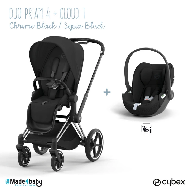 Duo Poussette Priam 4 + Cloud T I-Size CYBEX Chrome Black/Sepia Black 3 Duo Poussette Priam 4 + Cloud T I-Size CYBEX Chrome Black/Sepia Black