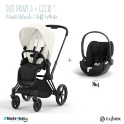 Duo Poussette Priam 4 + Cloud T Plus I-Size CYBEX Matt Black/Off White
