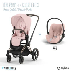Duo Poussette Priam 4 + Cloud T Plus I-Size CYBEX RoseGold/Peach Pink