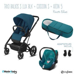 Trio Poussette Balios S Lux + Siège Aton 5 + Nacelle Cocoon S CYBEX Black/River Blue