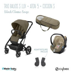 Trio Poussette Balios S Lux + Siège Aton 5 + Nacelle Cocoon S CYBEX Black/Classic Beige
