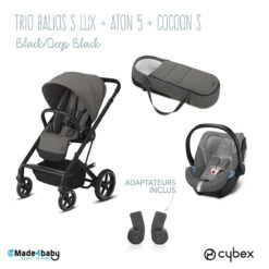 Trio Poussette Balios S Lux + Siège Aton 5 + Nacelle Cocoon S CYBEX Black/Soho Grey