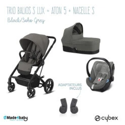 Trio Poussette Balios S Lux + Siège Aton 5 + Nacelle Cot S CYBEX Black/Soho Grey