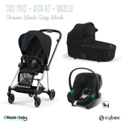 Trio Mios 3 + Nacelle + Aton B2 CYBEX Chrome Black/Deep Black - Volcano