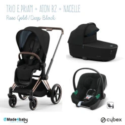 Trio Poussette EPriam 2 + Nacelle + Aton B2 CYBEX Rosegold/Deep Black - Volcano