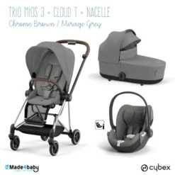 Trio Poussette Mios 3 + Nacelle + Cloud T CYBEX Chrome Brown/Mirage Grey