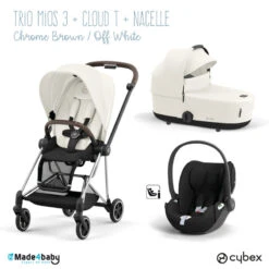 Trio Poussette Mios 3 + Nacelle + Cloud T CYBEX Chrome Brown/Off White