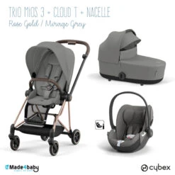 Trio Poussette Mios 3 + Nacelle + Cloud T CYBEX Rosegold/Mirage Grey