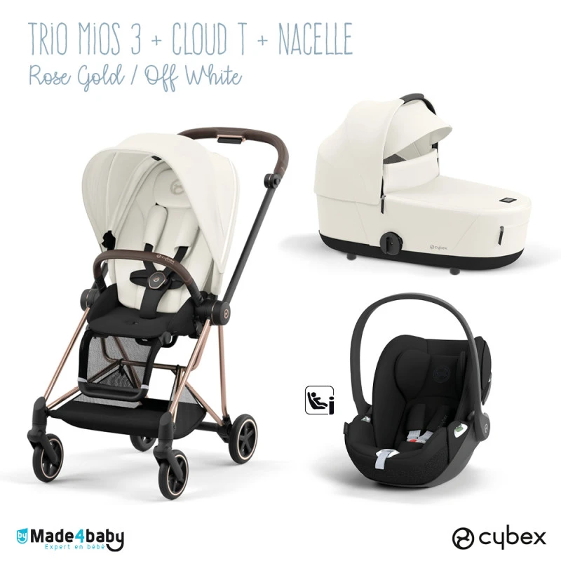Trio Poussette Mios 3 + Nacelle + Cloud T CYBEX Rosegold/Off White 3 Trio Poussette Mios 3 + Nacelle + Cloud T CYBEX Rosegold/Off White
