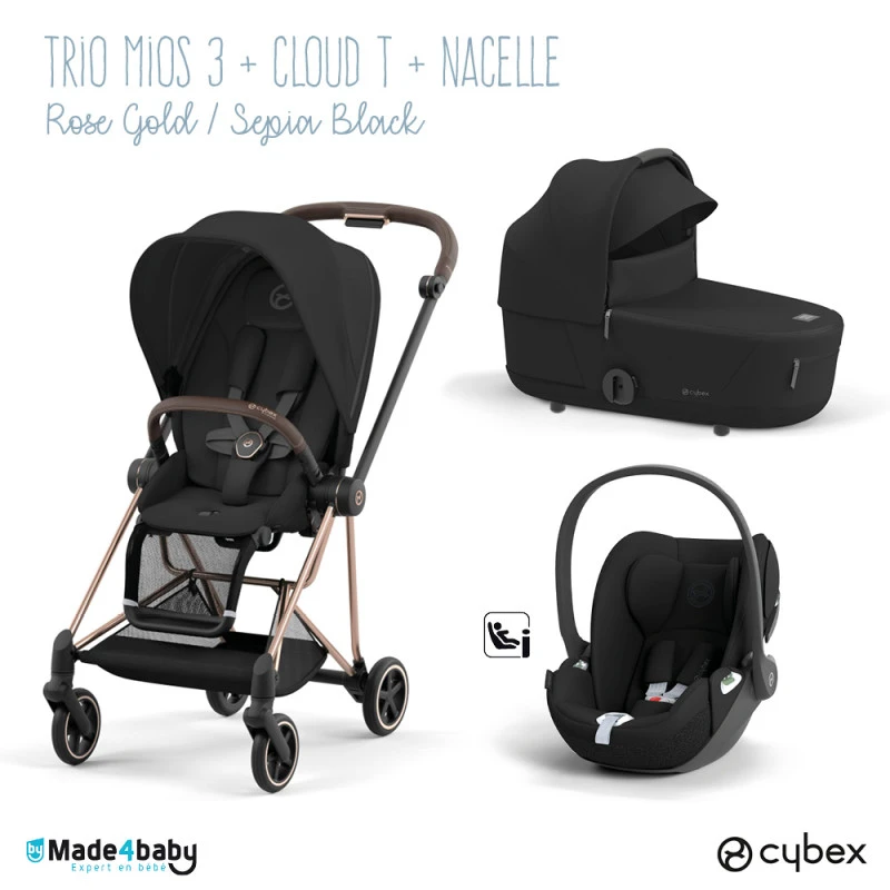 Trio Poussette Mios 3 + Nacelle + Cloud T CYBEX Rosegold/Sepia Black 3 Trio Poussette Mios 3 + Nacelle + Cloud T CYBEX Rosegold/Sepia Black