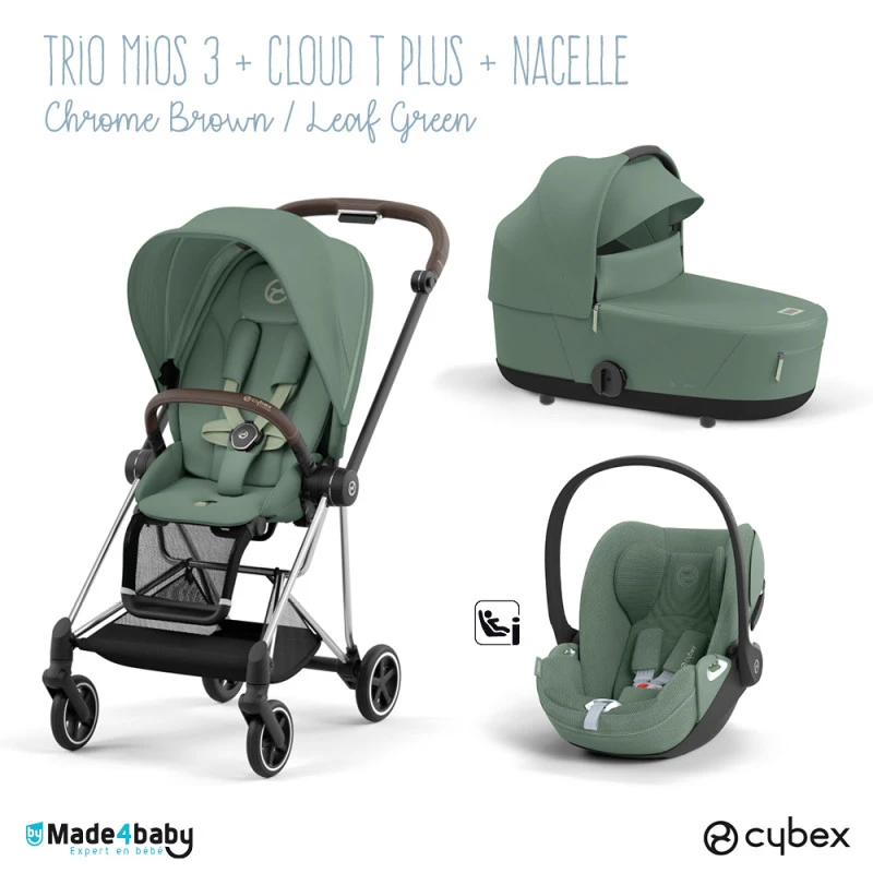 Trio Poussette Mios 3 + Nacelle + Cloud T Plus CYBEX Chrome Brown/Leaf Green 3 Trio Poussette Mios 3 + Nacelle + Cloud T Plus CYBEX Chrome Brown/Leaf Green