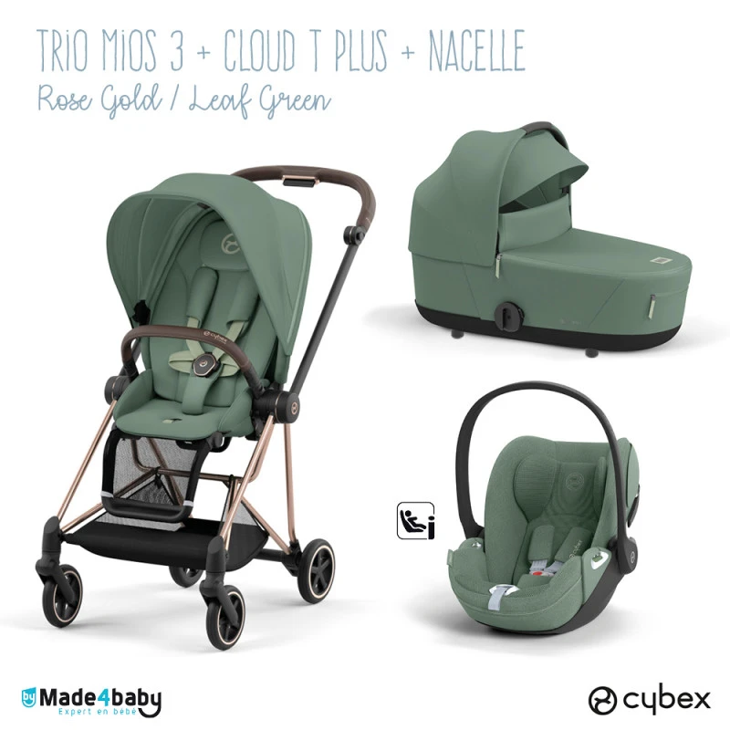 Trio Poussette Mios 3 + Nacelle + Cloud T Plus CYBEX Rosegold/Leaf Green 3 Trio Poussette Mios 3 + Nacelle + Cloud T Plus CYBEX Rosegold/Leaf Green